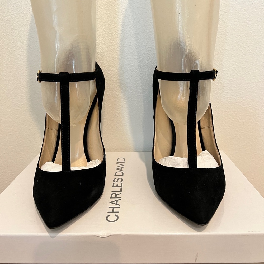 Charles David Black T-Strap Heels